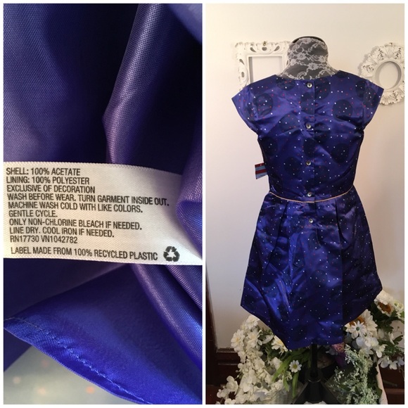 New Girls Cat & Jack Purple Polka Dot Satin Dress - Picture 4 of 5